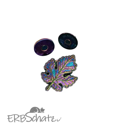 Magnet Taschenverschluss Blatt - Rainbow