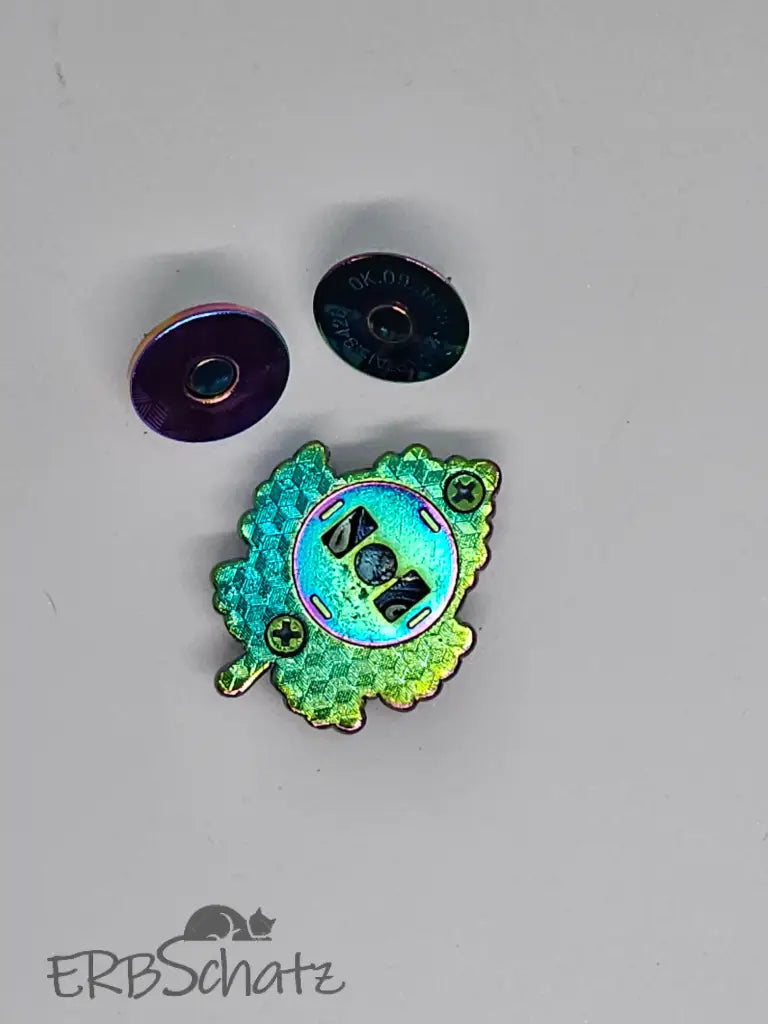 Magnet Taschenverschluss Blatt - Rainbow