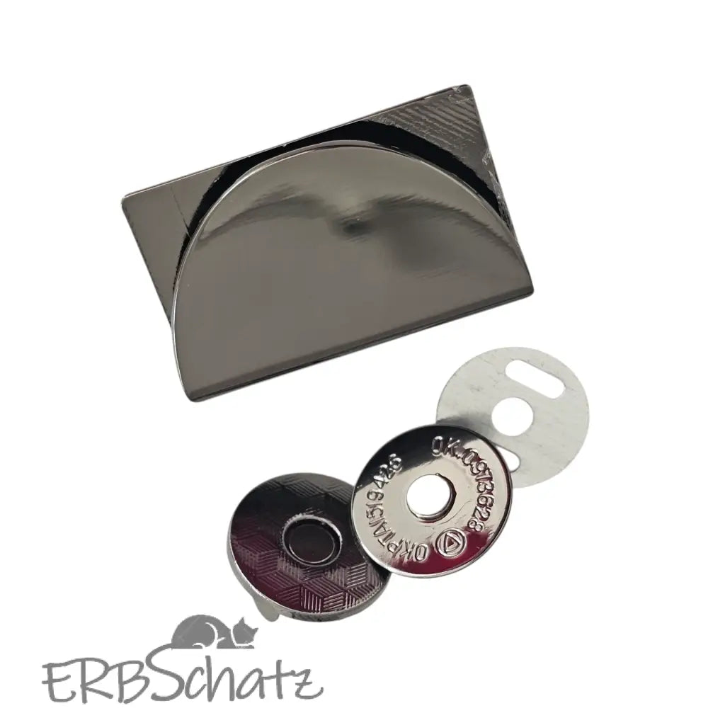 Magnet Taschenverschluss Halbkreis - Gun Metal