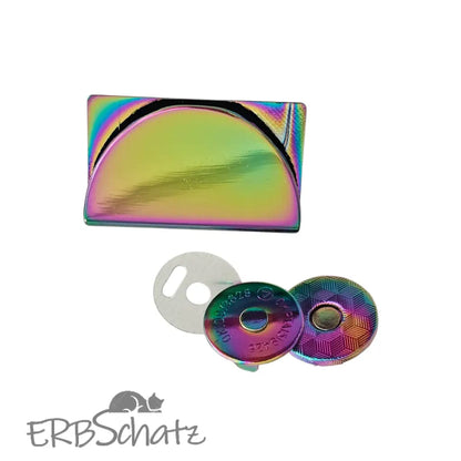 Magnet Taschenverschluss Halbkreis - Rainbow