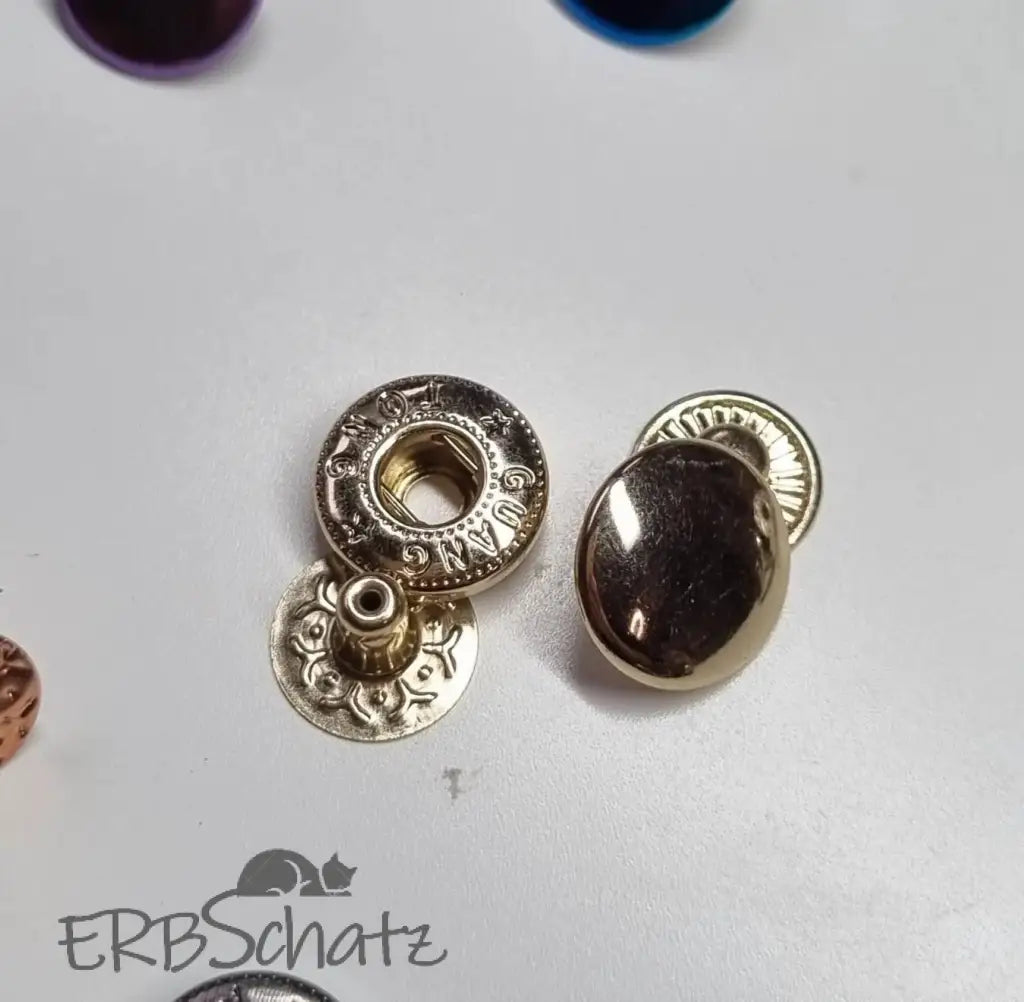 Metall Druckknöpfe 12mm Gold