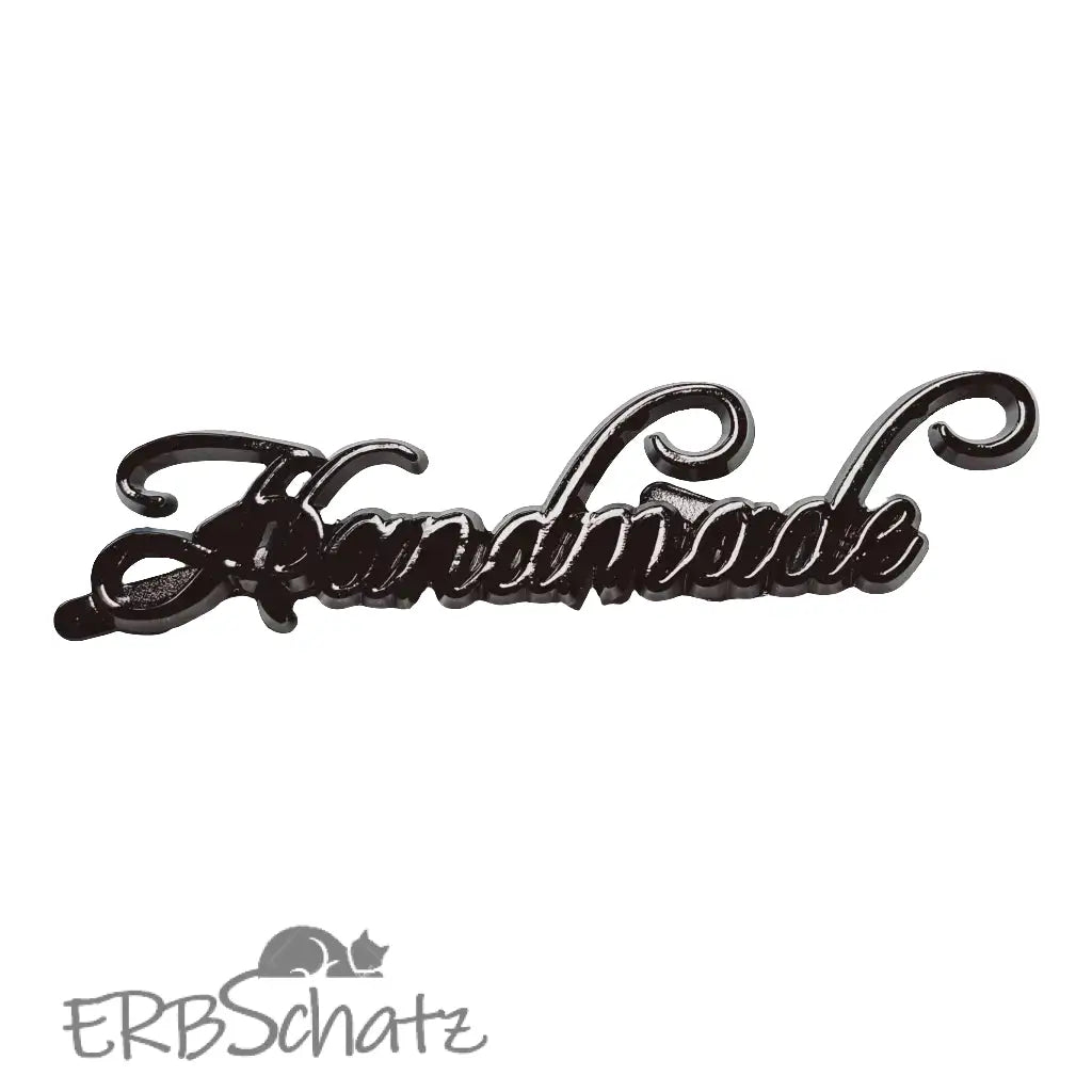 Metall Label ’Handmade’ Big Schreibschrift - Gun Metal