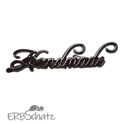 Metall Label ’Handmade’ Big Schreibschrift - Gun Metal