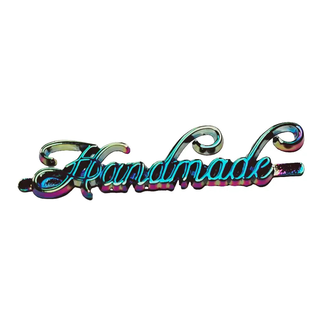Metall Label ’Handmade’ Big Schreibschrift Gun Metal