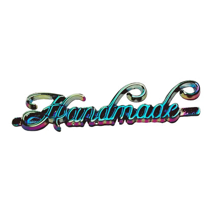 Metall Label ’Handmade’ Big Schreibschrift Gun Metal