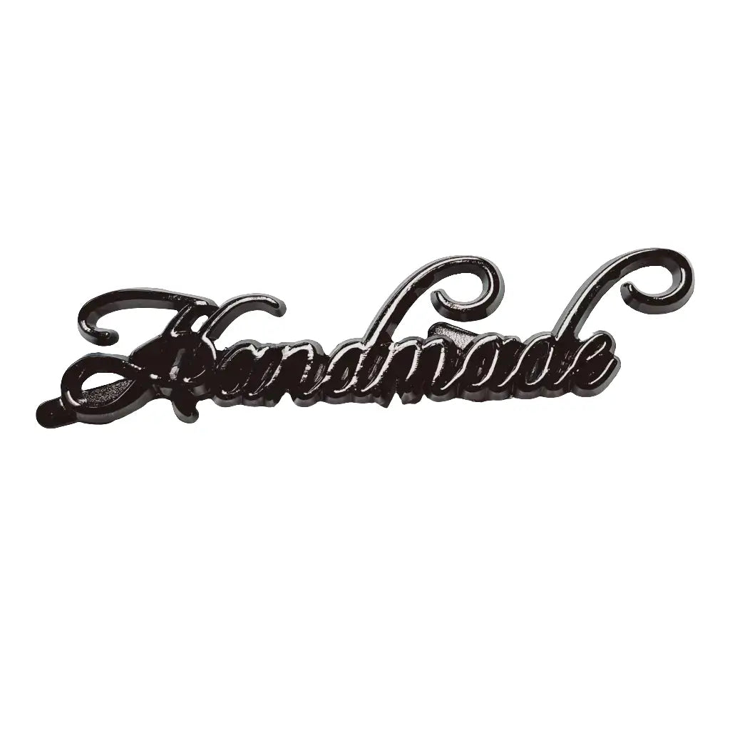Metall Label ’Handmade’ Big Schreibschrift Gun Metal