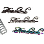 Metall Label ’Handmade’ Big Schreibschrift Gun Metal