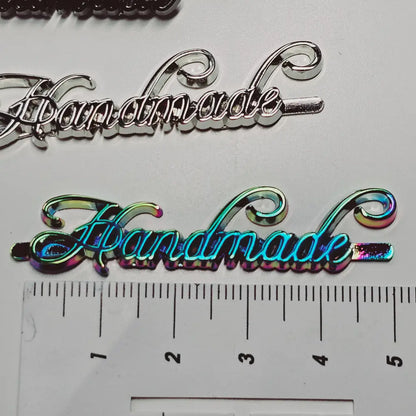 Metall Label ’Handmade’ Big Schreibschrift Gun Metal