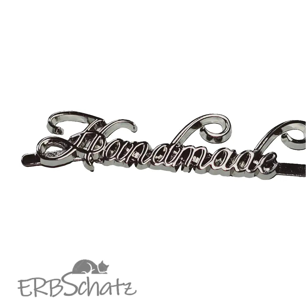 Metall Label ’Handmade’ Big Schreibschrift - Silber