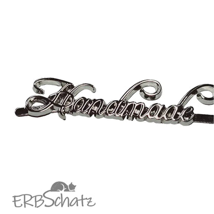 Metall Label ’Handmade’ Big Schreibschrift - Silber