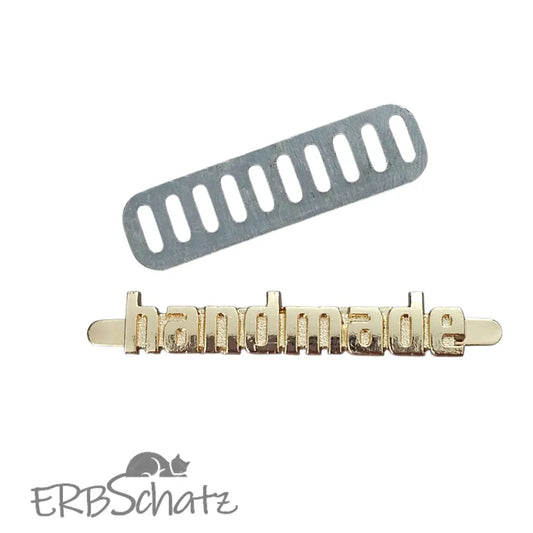Metall Label ’Handmade’ Modern Gold - reißverschluss