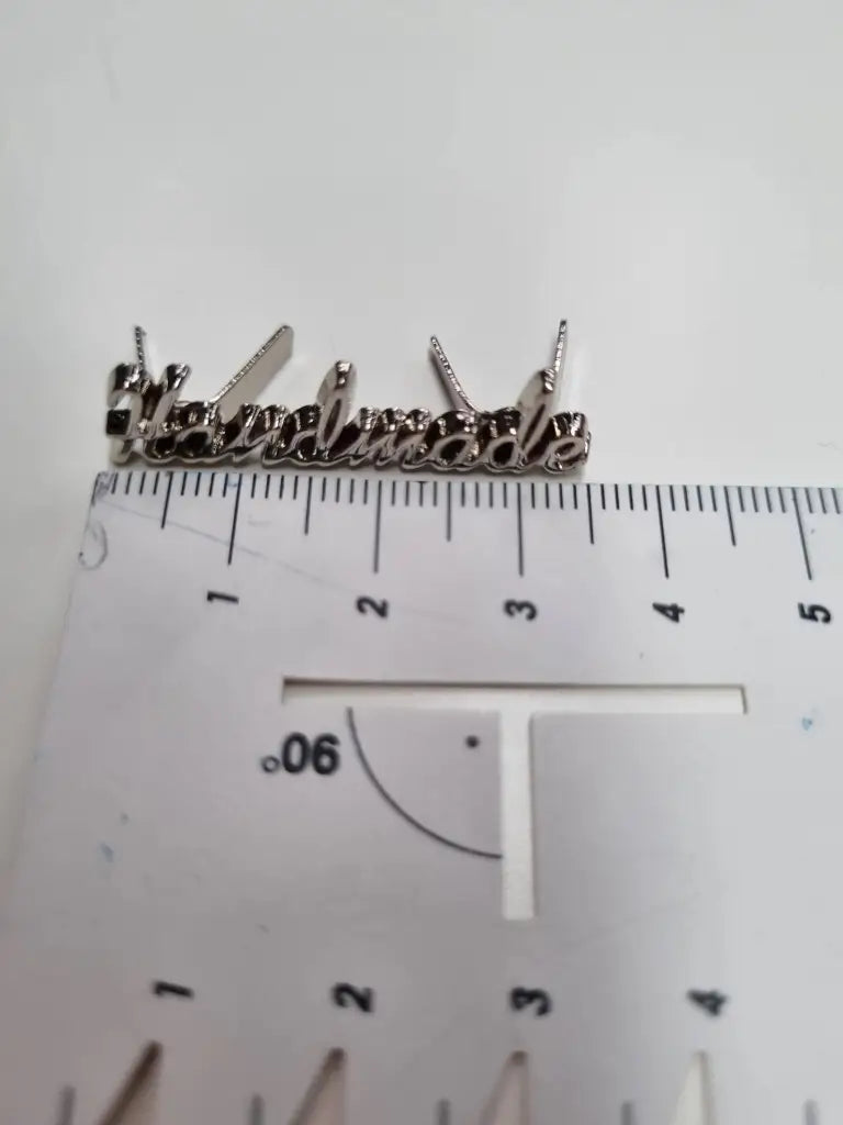 Metall Label ’Handmade’ Schreibschrift Gold