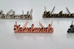 Metall Label ’Handmade’ Schreibschrift Gold