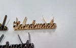 Metall Label ’Handmade’ Schreibschrift Gold