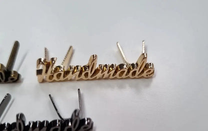 Metall Label ’Handmade’ Schreibschrift Gold