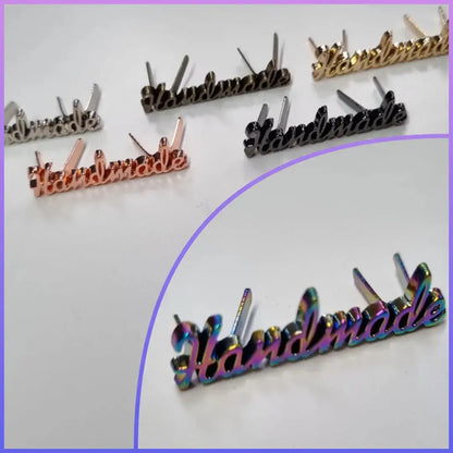 Metall Label ’Handmade’ Schreibschrift Gold