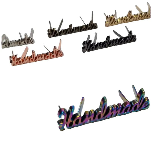 Metall Label ’Handmade’ Schreibschrift Gold