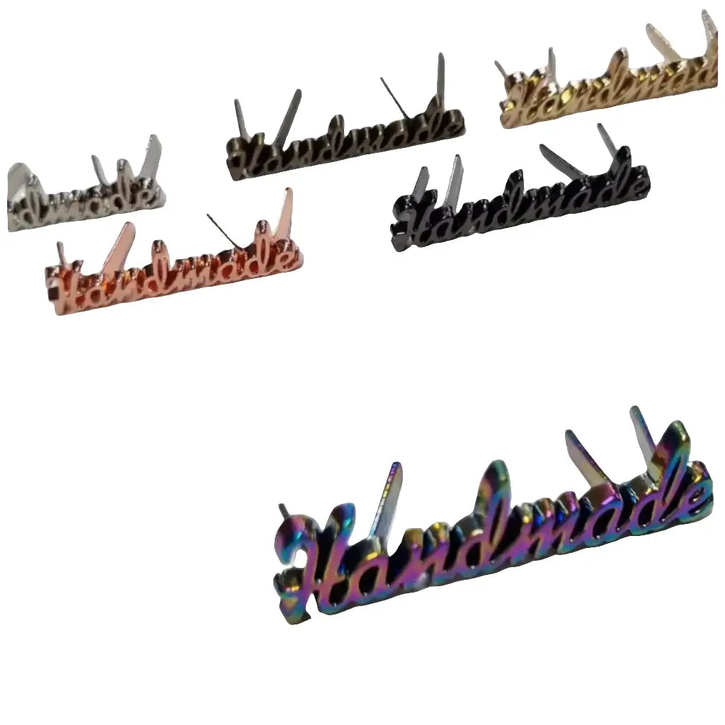 Metall Label ’Handmade’ Schreibschrift Gold