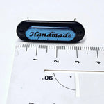 Metall Label ’Handmade’ zweifarbig - Metallic/Black Blau