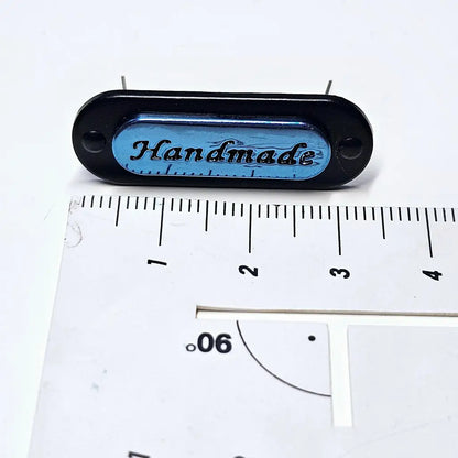Metall Label ’Handmade’ zweifarbig - Metallic/Black Blau