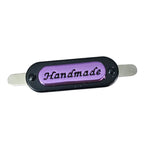 Metall Label ’Handmade’ zweifarbig - Metallic/Black Blau