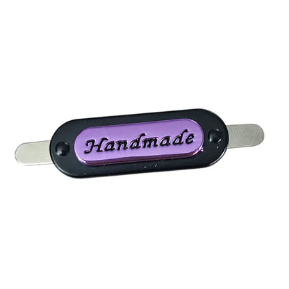 Metall Label ’Handmade’ zweifarbig - Metallic/Black Blau