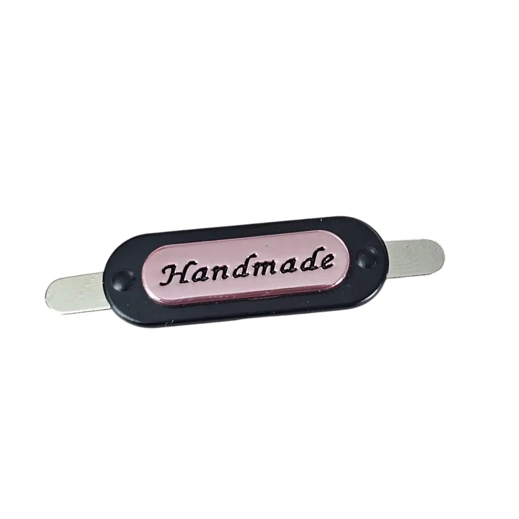 Metall Label ’Handmade’ zweifarbig - Metallic/Black Blau
