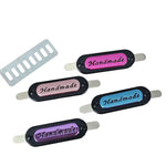 Metall Label ’Handmade’ zweifarbig - Metallic/Black Blau