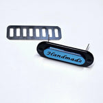 Metall Label ’Handmade’ zweifarbig - Metallic/Black Blau