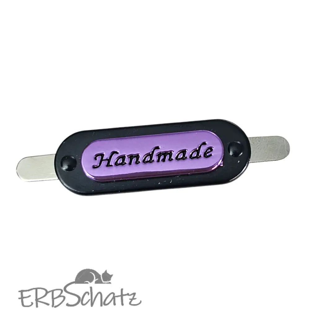 Metall Label ’Handmade’ zweifarbig - Metallic/Black - Purple
