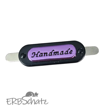 Metall Label ’Handmade’ zweifarbig - Metallic/Black - Purple