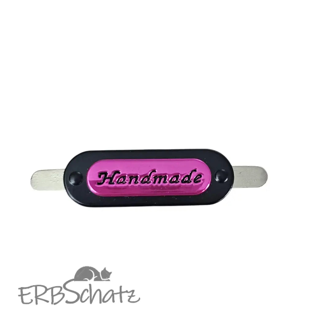 Metall Label ’Handmade’ zweifarbig - Metallic/Black - Pink