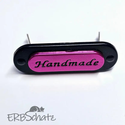Metall Label ’Handmade’ zweifarbig - Metallic/Black - Pink