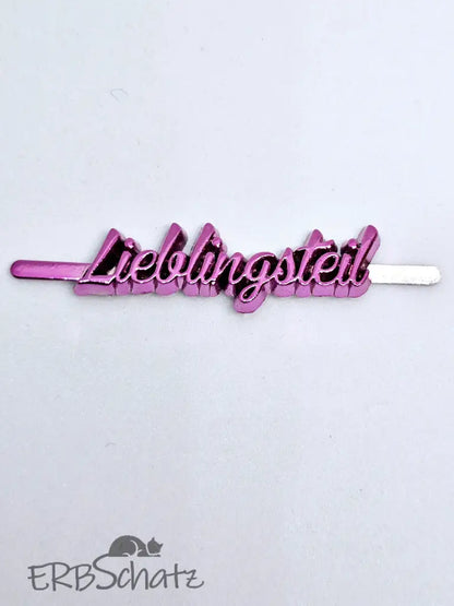 Metall Label ’Lieblingsteil’ Metallicfarben Schreibschrift