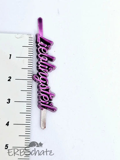 Metall Label ’Lieblingsteil’ Metallicfarben Schreibschrift