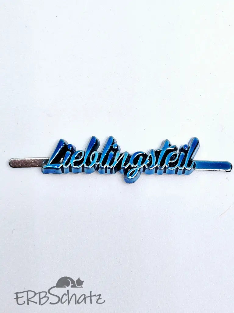Metall Label ’Lieblingsteil’ Metallicfarben Schreibschrift
