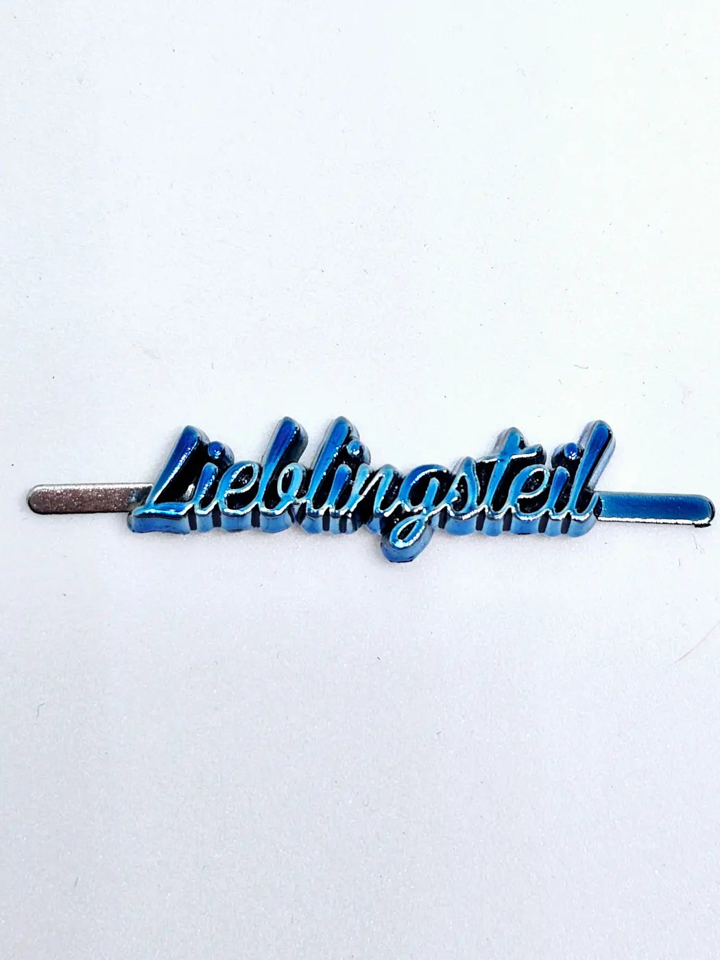 Metall Label ’Lieblingsteil’ Metallicfarben Schreibschrift