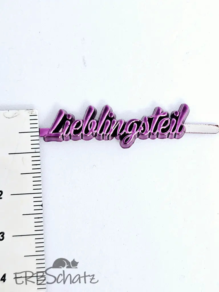 Metall Label ’Lieblingsteil’ Metallicfarben Schreibschrift