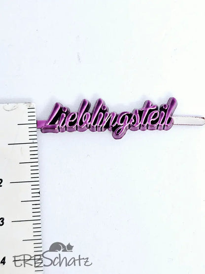 Metall Label ’Lieblingsteil’ Metallicfarben Schreibschrift