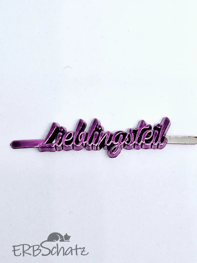 Metall Label ’Lieblingsteil’ Metallicfarben Schreibschrift