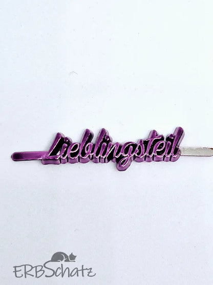 Metall Label ’Lieblingsteil’ Metallicfarben Schreibschrift