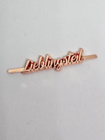 Metall Label ’Lieblingsteil’ Schreibschrift Rainbow
