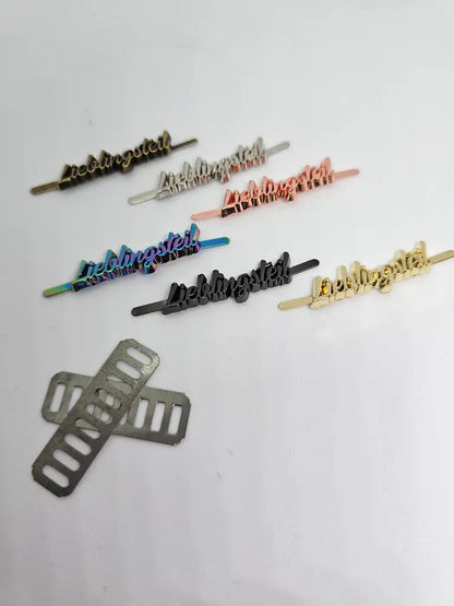 Metall Label ’Lieblingsteil’ Schreibschrift Rainbow