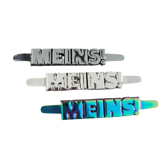 Metall Label ’MEINS’ Rainbow