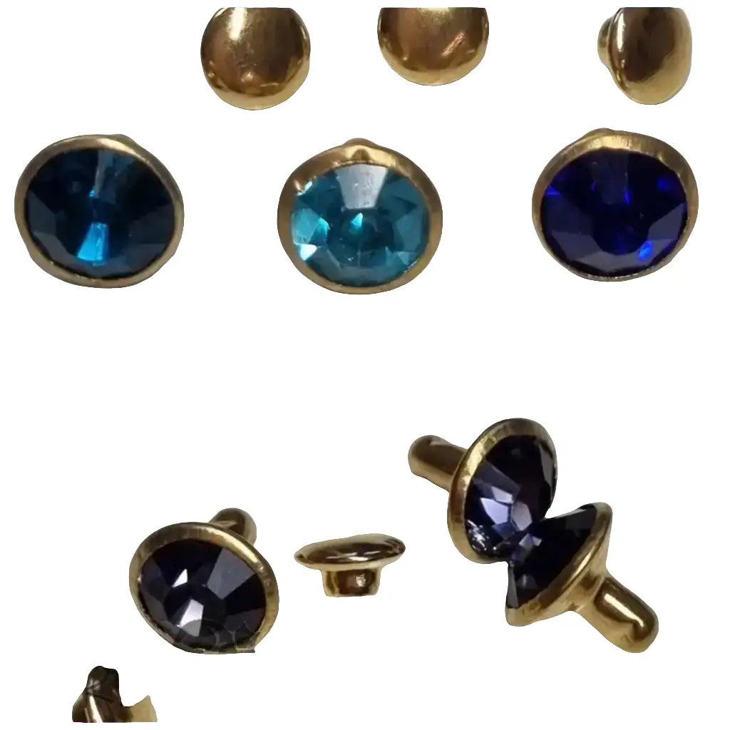 Nieten Gold mit Strassstein Farbauswahl 8x4 mm Lila