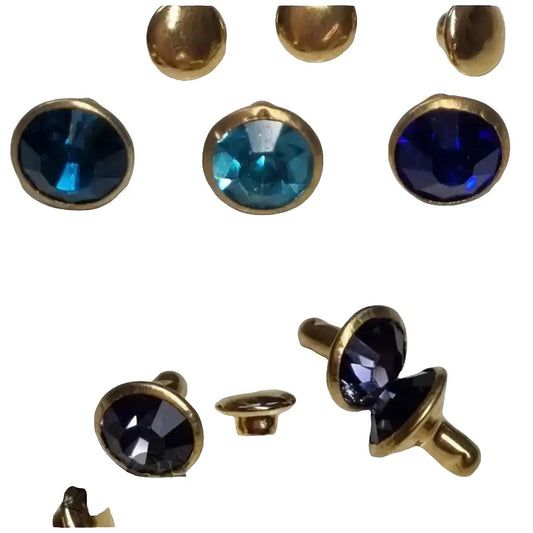 Nieten Gold mit Strassstein Farbauswahl 8x4 mm Lila