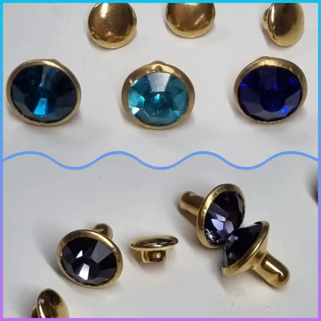 Nieten Gold mit Strassstein Farbauswahl 8x4 mm Lila