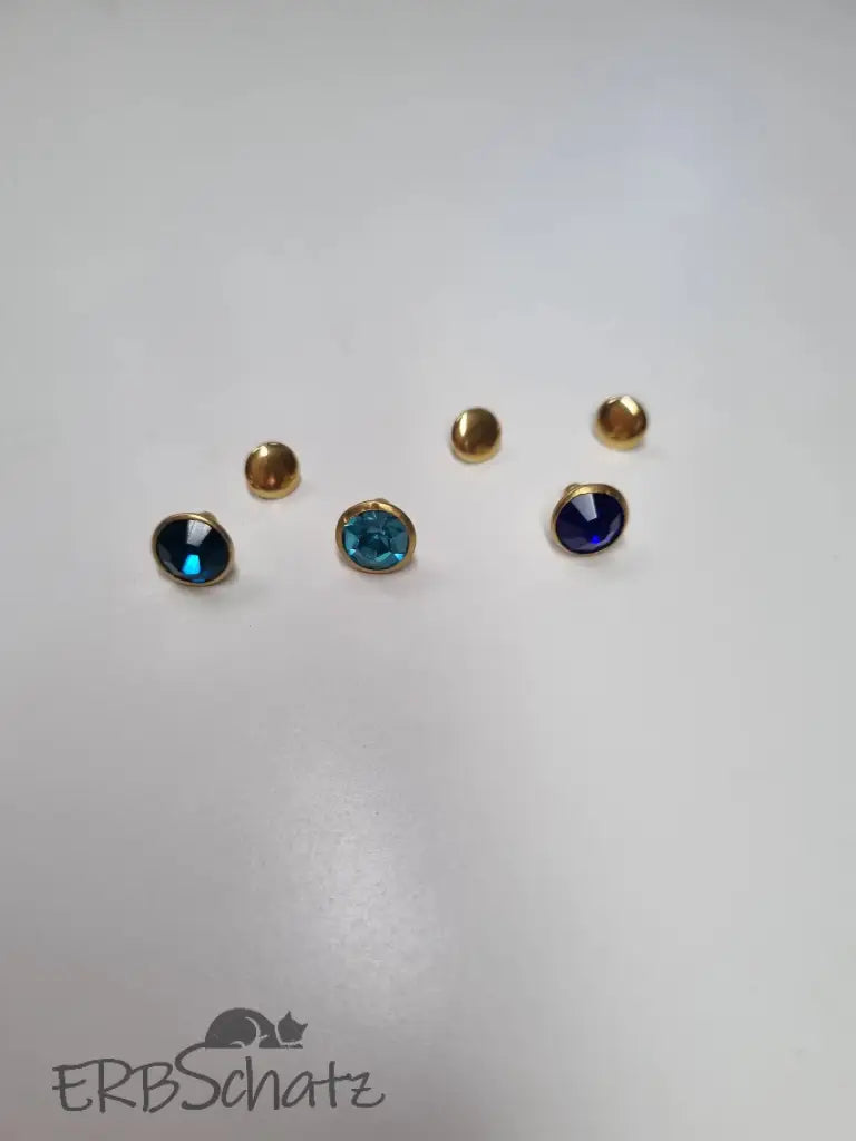 Nieten Gold mit Strassstein Farbauswahl 8x4 mm Lila