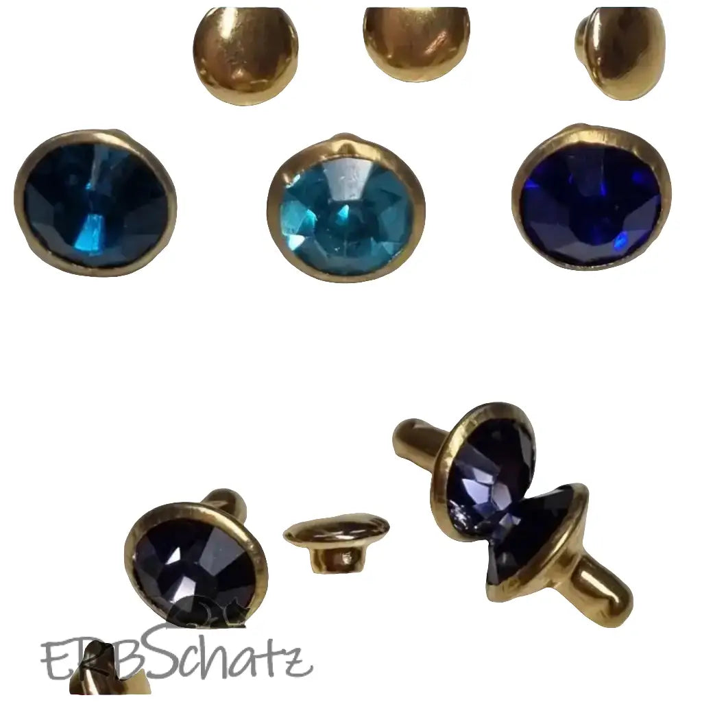Nieten Gold mit Strassstein Farbauswahl 8x4 mm Lila