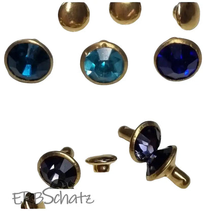 Nieten Gold mit Strassstein Farbauswahl 8x4 mm Lila